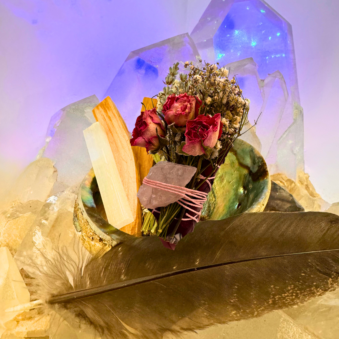 SEDONA DELUXE ROSE CRYSTAL SAGE SMUDGE KIT